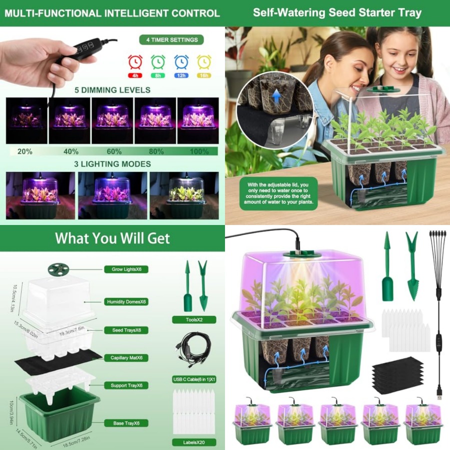 Greenhouse Mini Indoor - Seed Starter Tray with Light, 6