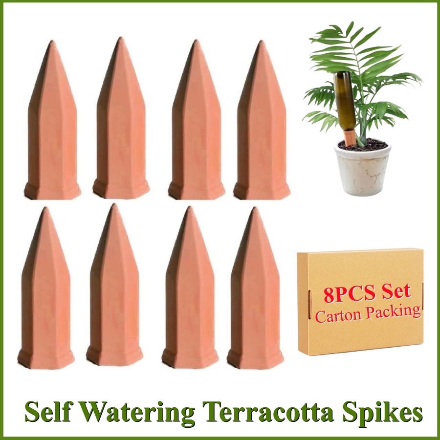 Gardening Tools Kit For Home Garden - 8 PCS Self Watering Terracotta Spikes,