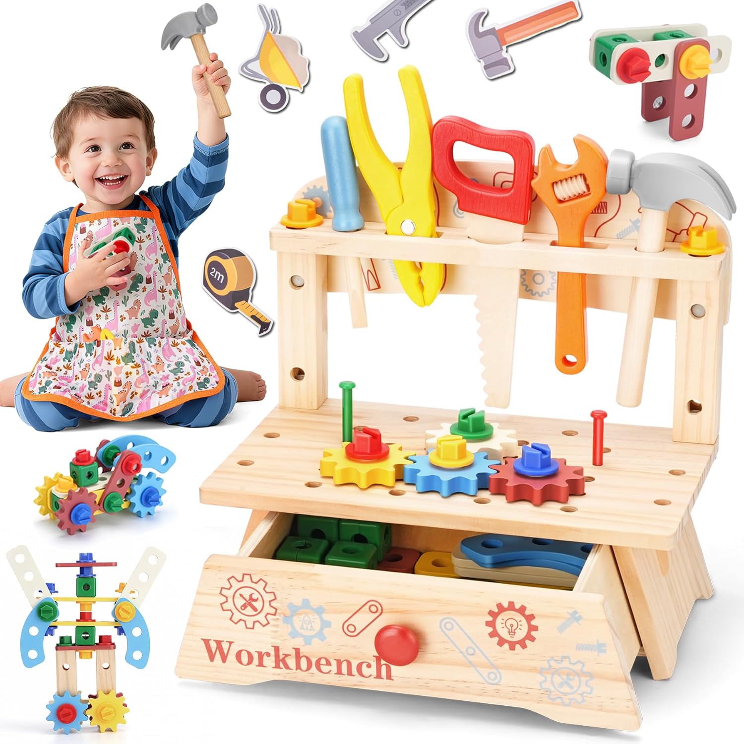 Wooden Tool Bench for Kids,Mon - Gardening Tools Toddler review and price