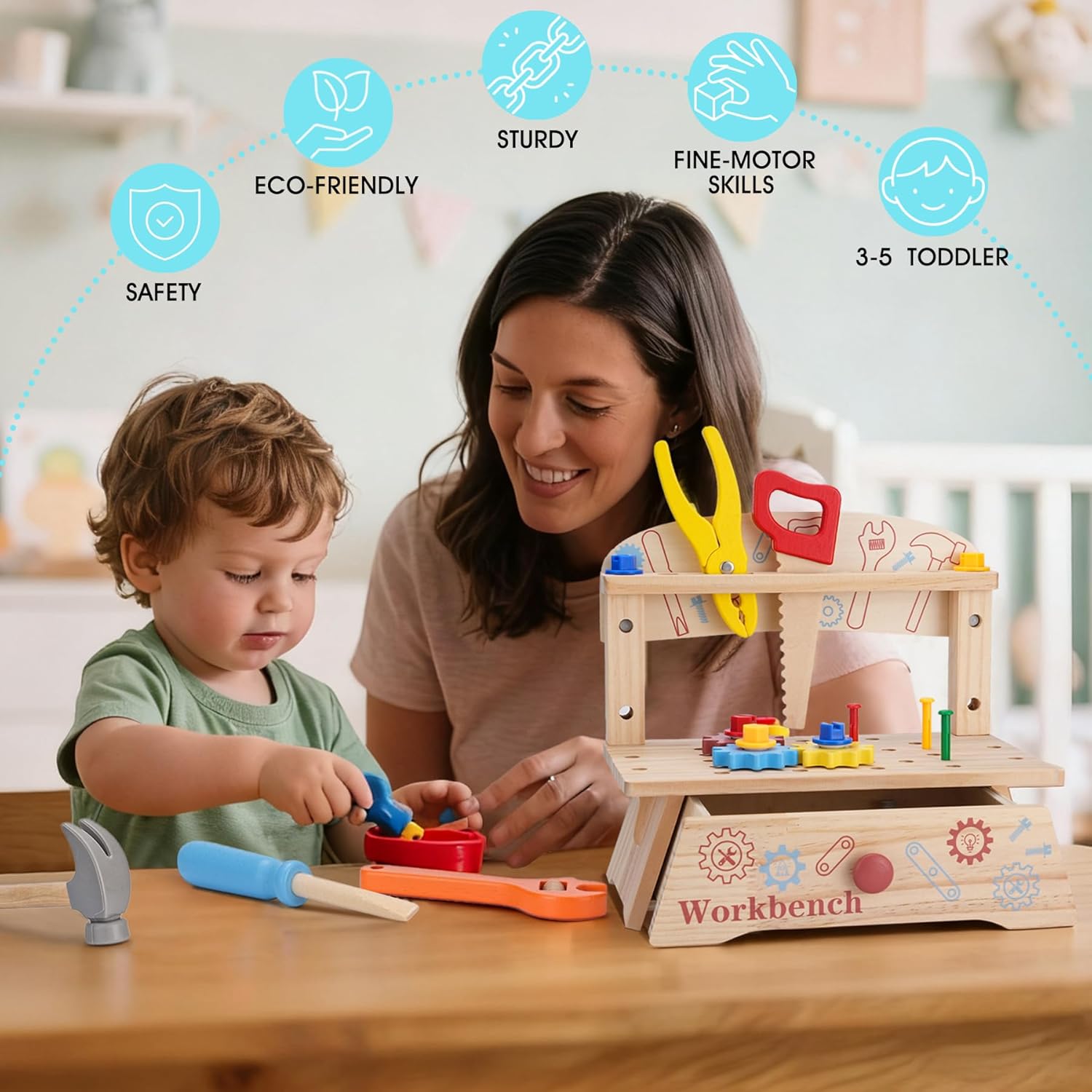 Wooden Tool Bench for Kids,Mon - Gardening Tools Toddler review and price