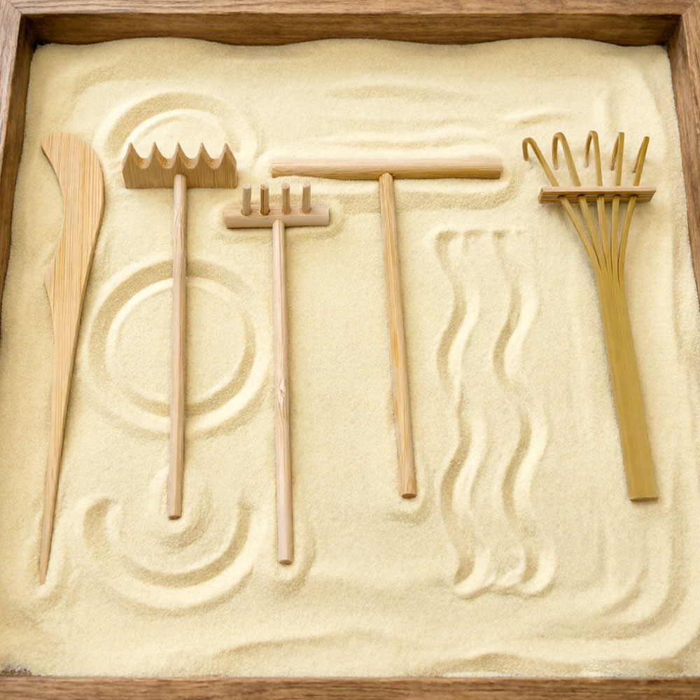 6 Pcs Bamboo Sand Rake Tool Ki - Gardening Tools Drawing review and price