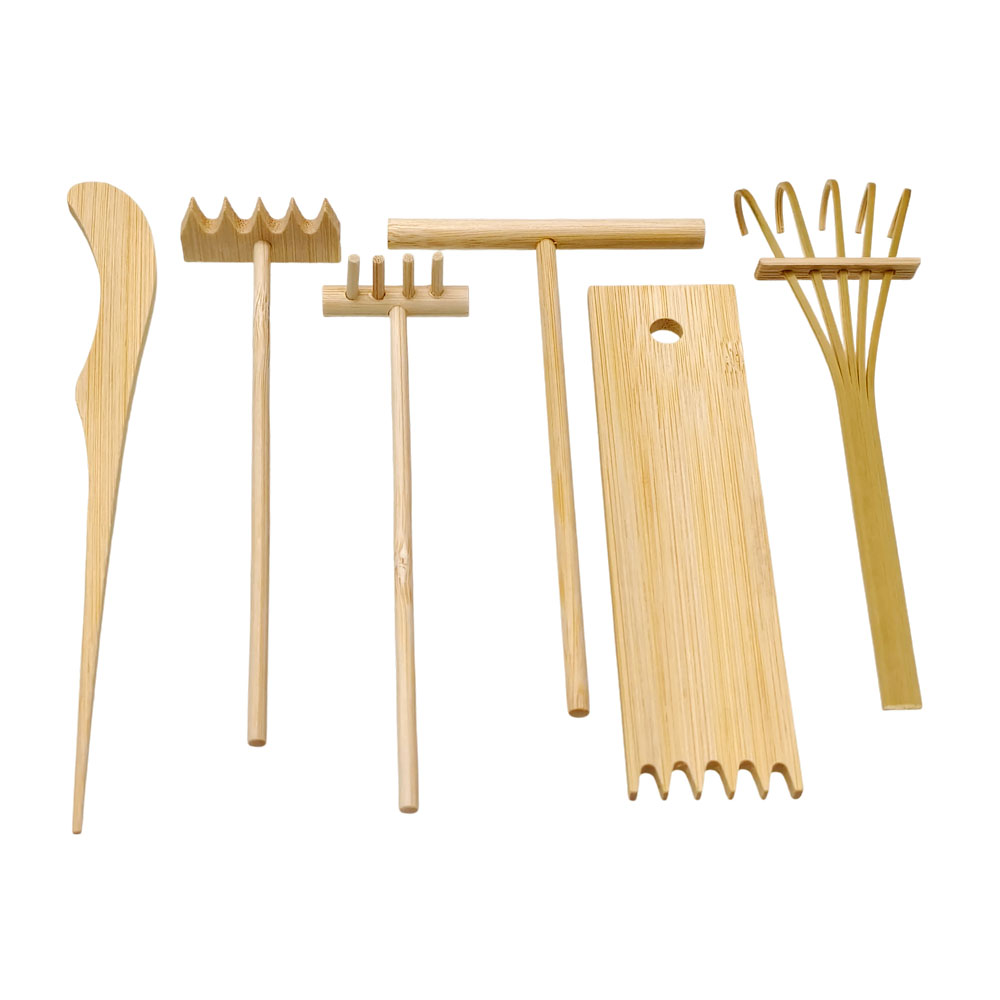6 Pcs Bamboo Sand Rake Tool Ki - Gardening Tools Drawing review and price